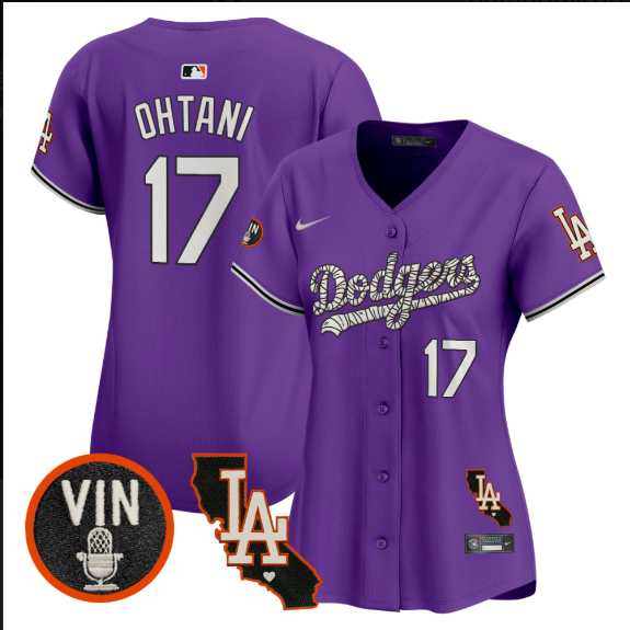 Women Los Angeles Dodgers #17 Ohtani 2025 purple Limited Stitched Jersey